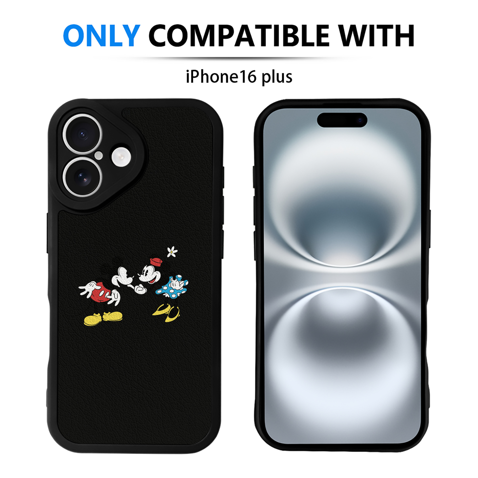 （画像用） ミッキーマウス Mickey Mouse 【iPhone 16シリーズ対応】シリコンスマホケース（レザー調） 材質：シリコン